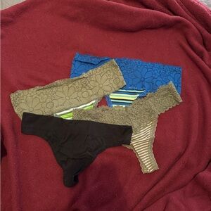 Set of Lace and Striped Panties